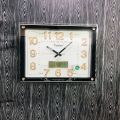 NEW ELEGANT CLASSY MIRROR WITH BLACK TOUCH LINE STONE WALL CLOCK  WITH DIGITAL BOX SHOWS DATE,DAYS,YEAR TEMPERATURE NEON LIGHT NIGHT VISION FANCY AND ATTRACTIVE WALL CLOCK SMOOTH MACHINE WALL CLOCK HANGING CLOCK HOME DECORATION MAKES YOUR WALL MORE CLASSY. 
