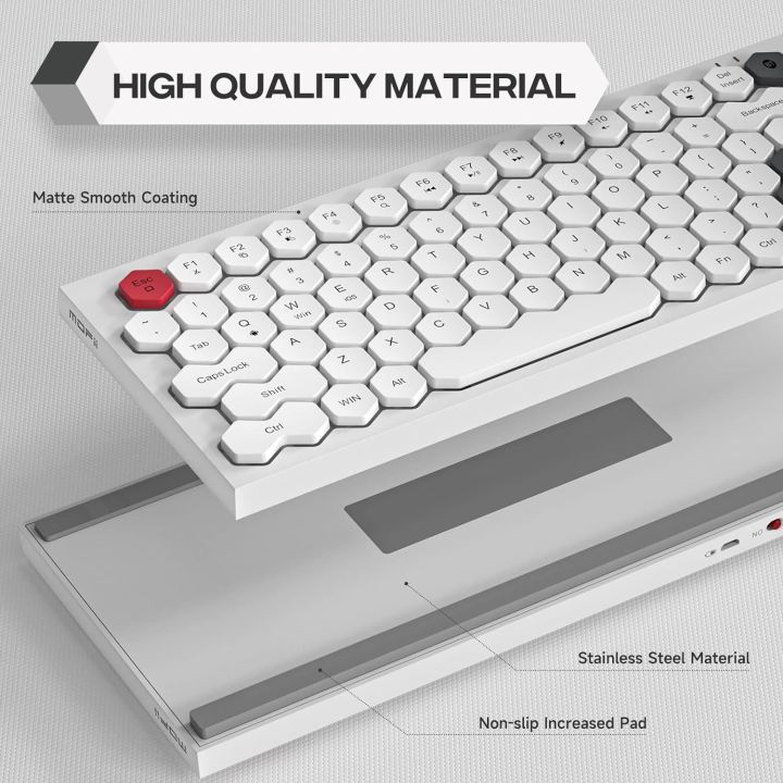 MOFII Hexagon keys Wireless Bluetooth Keyboard, Rechargeable USB Wired Keyboard, Includes USB to