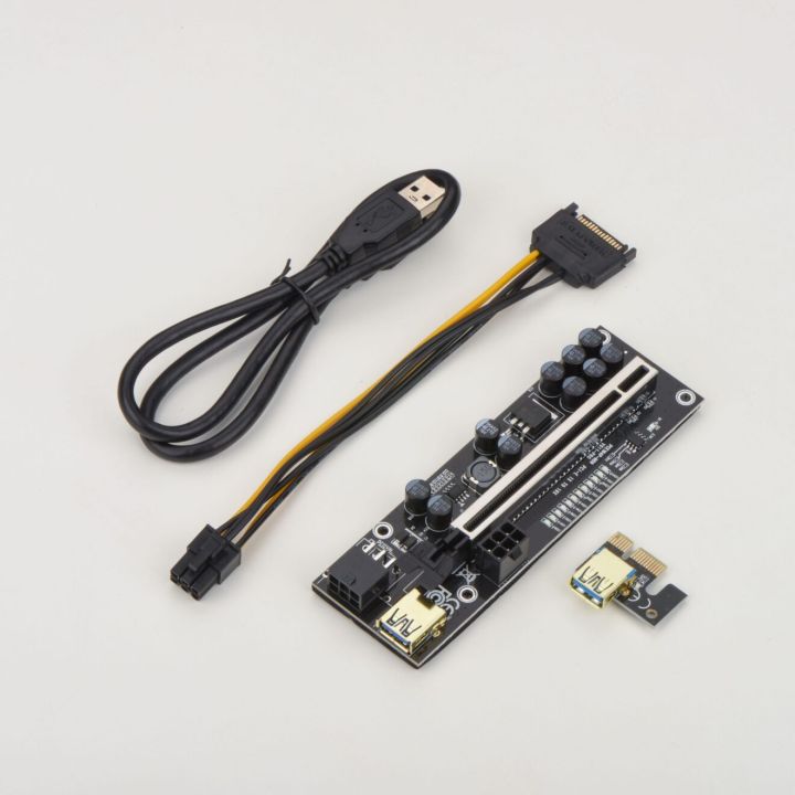 011%20Pro%20PCIE%20Riser%2010%20Capacitors%2012%20LED%206Pin%20Power%20Cable%201X%20to16X%20Extender%20whit%20rgb%20lights%20-%20Image%204