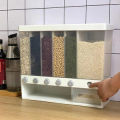 Rice Dispenser Food Storage Box Container | Insect Moisture Proof Seal | Grain Kitchen Organizer Wall Mounted. 