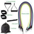 11 PCS Latex Resistance Band Set Yoga Pilates Abs Exercise Fitness Gym Workout Set With Elastic Tube, Door Anchor, Ankle Straps, And Handles For Weight Loss Or Stretch. 