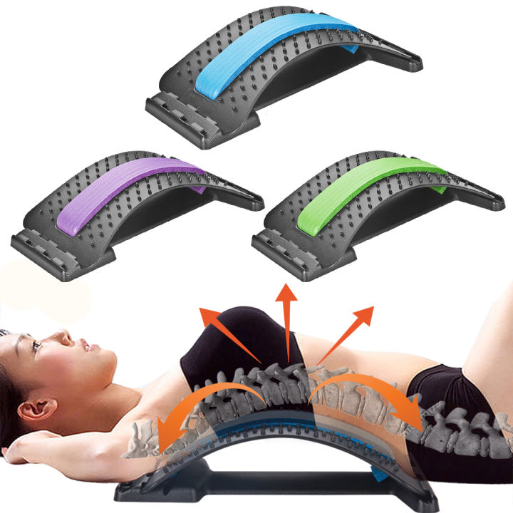 Magic Back Stretcher Lumbar Support 3 Level Adjustment Portable Back Massager Tools - Black -  1 PC