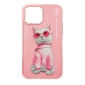 Nimmy Design Rich and Beautiful Girl Pink Cat Face Printed Cover For iPhone 13 Pro Max. 