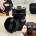 Camera Lens Shape Coffee Tea Mug with Lid - 350 ml. 