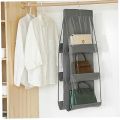 Double side transparent 6 Pocket Foldable Hanging Bag 3 Layers Folding Shelf Bag Purse Handbag Organizer Pocket Hanger Storage. 