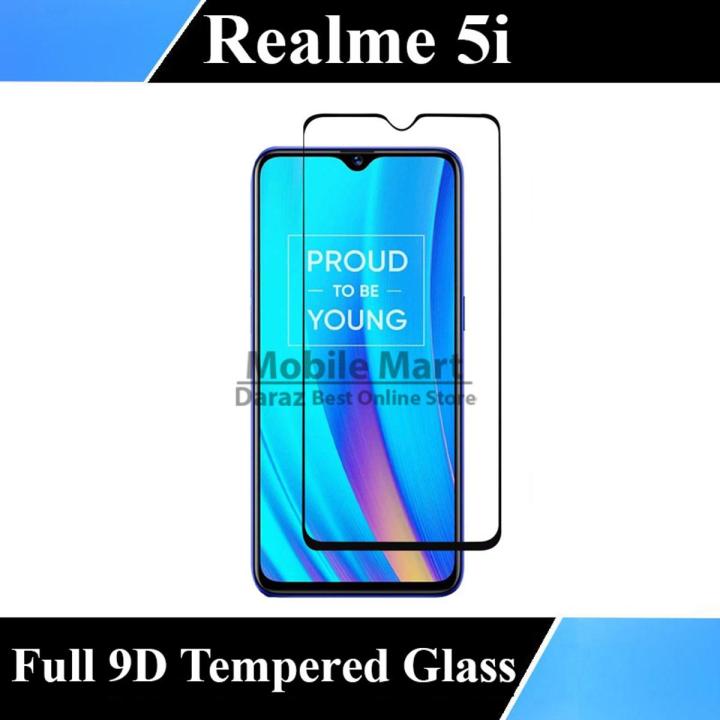 Realme 5i Full Black 9D/5D/10D/11D/6D Tempered Glass Screen Protector Edge to Edge Full Glue Premium Quality Glass For Realme 5i