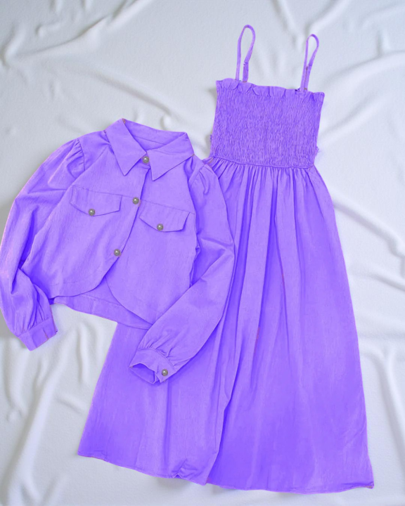 Kaaj Button Coati with Gazzer Romper Frock - 2 Piece Dress for Girls & Women | Summer Collection 2025 | Eid Special | Casual & Party Wear