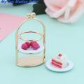 1PCS DIY 1/12 3D Miniature Food Craft For Dollhouse Mini Cute Dessert Pan Cake Stand Fruit Tray Doll Kitchen Toys. 