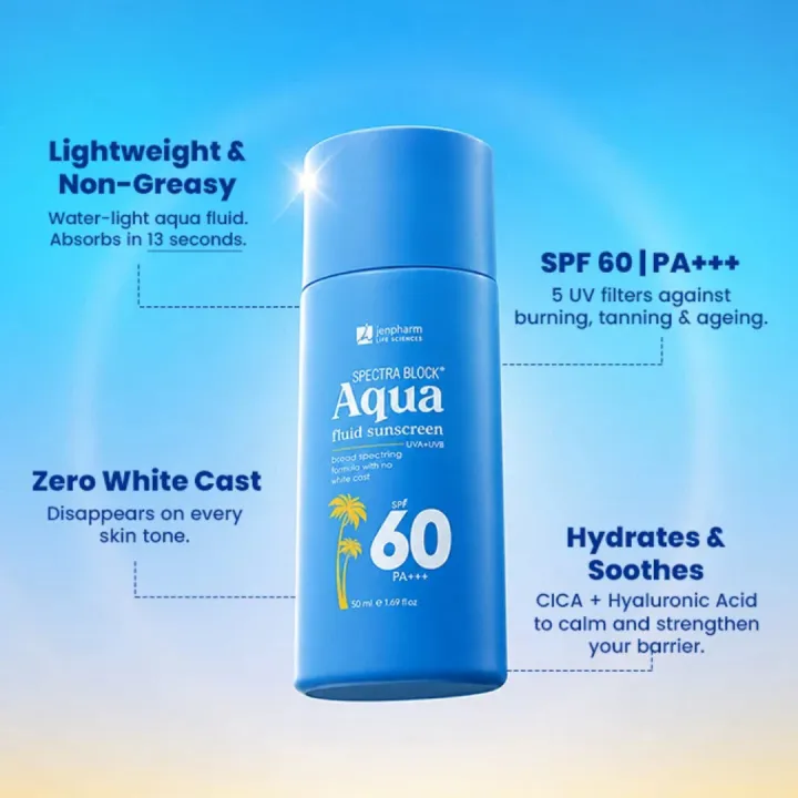 Jenpharm%20Spectra%20Block%20Aqua%20Fluid%20Sunscreen%20SPF%2060%20PA+++%2050ml%20%7C%20For%20Men%20&%20Women%20%7C%20For%20All%20skin%20Types%20-%20Image%202