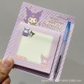 New cartoon Sanrio sticky note set, cute with pen, sticky note paper, small notebook, note-taking stick-in, student message sticker. 