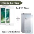 Apple iPhone 6s Plus Full Black 9D|5D|6D|10D|11D|21D Tempered Glass Screen Protector Full Glue Edge To Edge + Back Matte Protector For iPhone 6s+. 