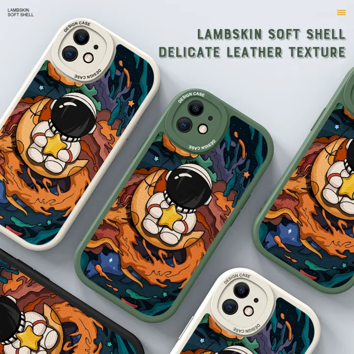 DEL%20for%20Huawei%20P30%20Mobile%20Cover%20Cartoon%20Astronaut%20Phone%20Case%20PU%20Leather%20Soft%20Silicone%20Edge%20Back%20Cover%20-%20Image%203