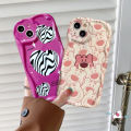 For Samsung A24 A12 A14 A23 A32 A13 A50 A30s A04 A03 A03s A04s A52 A02s A20 A30 A20s A10s A51 A21s A11 Pink Love Heart Leopard Pattern Wavy Curved Edge Glossy Case Soft Cover. 
