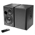 Edifier R1580MB Active 2.0 Studio Bookshelf Speaker System with Dual Microphone Inputs and Bluetooth Connectivity - Black Wood. 