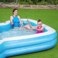 10 Ft Bestway Sunsational Family Swimming Pool For Kids & Family 120 Inch Inflatable Mosaic Floor Large Kids & Family Swimming Pool Summer Season Pools Party With Inflatable Vinyl Deep Swimming Pool with 18 Inch depth 9 foot width & 10 ft length 54321. 