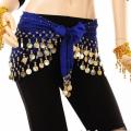 Shinning 3Rows Gold Coin Belly Dance Costume Hip Scarves Skirt Belt Dancing Wrap. 