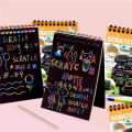 SP Dealz  Small Size Kid's Scratch Book 10-Pages Colorful Scratch Paper Note, DIY Art Book with Wooden Stylus Scratching Tool for Kids, Girls, Boys Birthday Gifts (10cm x 14cm). 