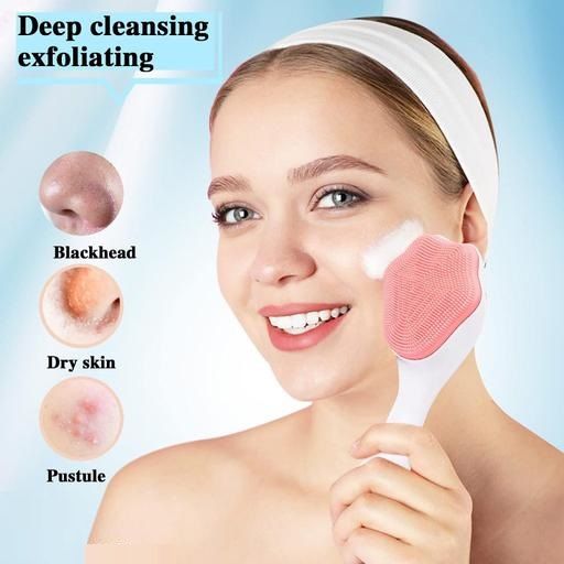 New  Silicon Dot Face Scrubber Exfoliating Brush Manual Handheld Facial Cleansing Brush Blackhead Scrubber Soft Food Grade Silicone bristles for Face Skincare (Multicolor)