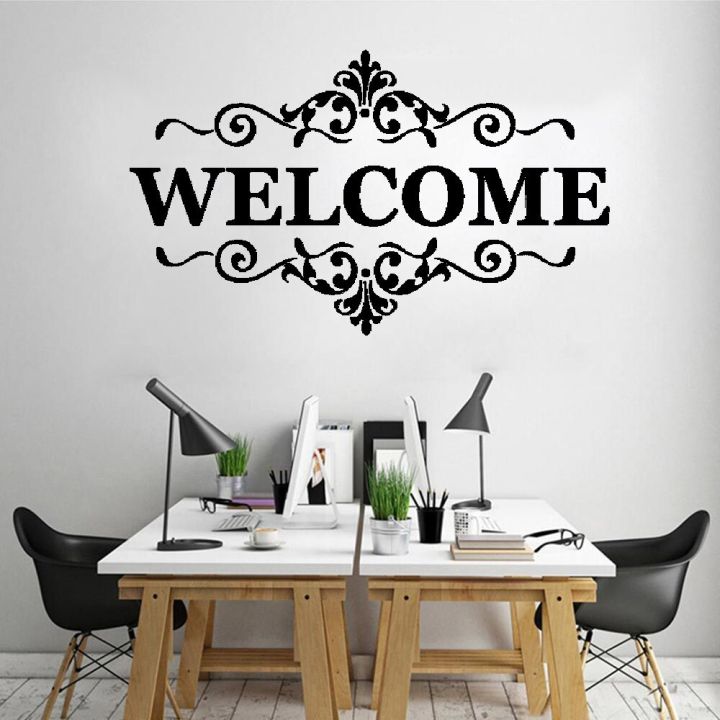 size - 2 x 1 Feet - Welcome Greeting Quote self adhesive wall stickers for girls, home, office, shop, parlor, school, club, decor decoration lovers -Black color - lucky garnet