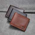 Short Bifold wallets Practical Masculine PU leather Men's wallet Leather wallets for  use Travel Office Gift Fashionable. 