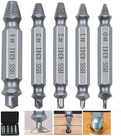Damaged Screw Remover Set 5 Pcs Easy Out Stripped Screw and Damaged Bolt Extractor for Damaged Or Broken Screws