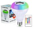 Bluetooth Speaker Bulb Smart LED RGB + Remote Control Wireless Disco Audio Music Multi Color Dimmable Lamp 12W. 