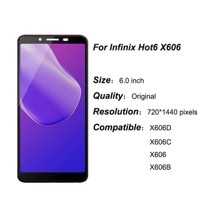 LCD No Frame For Infinix Hot 6 X606D X606C X606 X606B Display Touch Screen Digitizer Assembly Replacement Parts