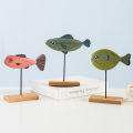 Livecity Fish Statue Exquisite Stable Wood Cute Fish Table Sculpture Stand for Home. 