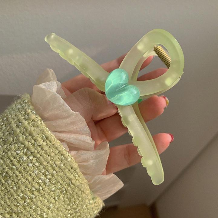 Spring Green Butterfly Hair Clip Grab for Women Square Cross Shark Hair Claw Elegant Sweet Large Hair Claw Sweet Girls Shark Clips Accessories