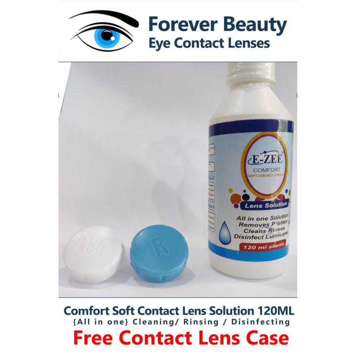 Comfort Soft Contact Lens Solution 120ML {All in one} Cleaning/ Rinsing / Disinfecting COSMETIC COLORED CONTACT LENSES Eye Contact Lenses Forever Beauty / Disposable Lenses / Lense, Eye Lense / Color Lense / Eye Lenses For Girls Women Men