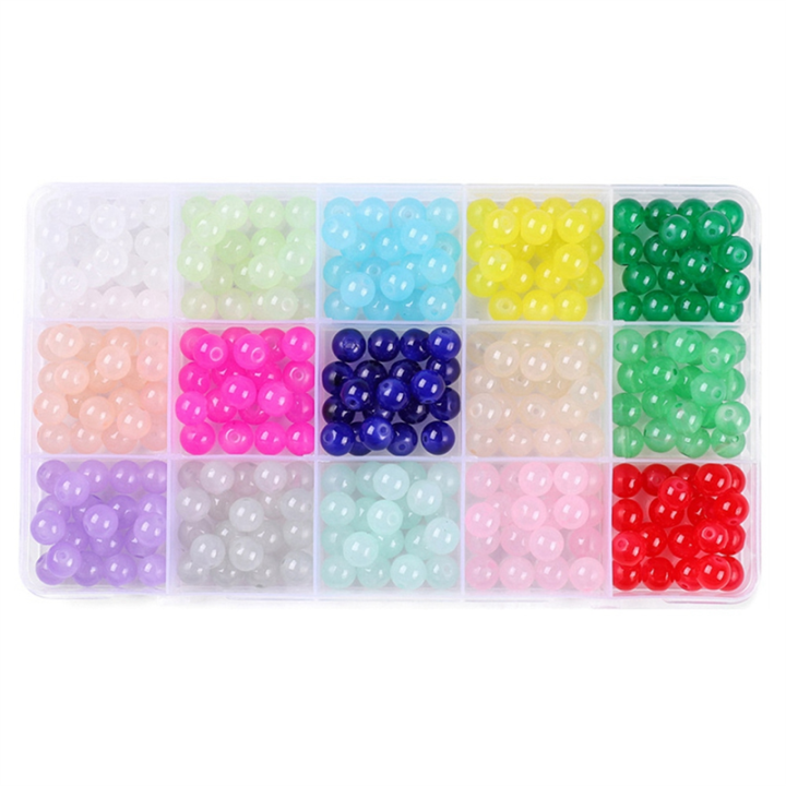 300Pcs 8mm Glass Beads Kit for Jewelry Making 5 Color Crystal Beads Round Gemstone Beads Bracelet Making Set Kit DIY Craft