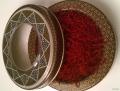 Super Negin (zafran) Saffron (original irani saffron) packaging gift  with 10 grams in a metal container and 3 grams in a glass container. 
