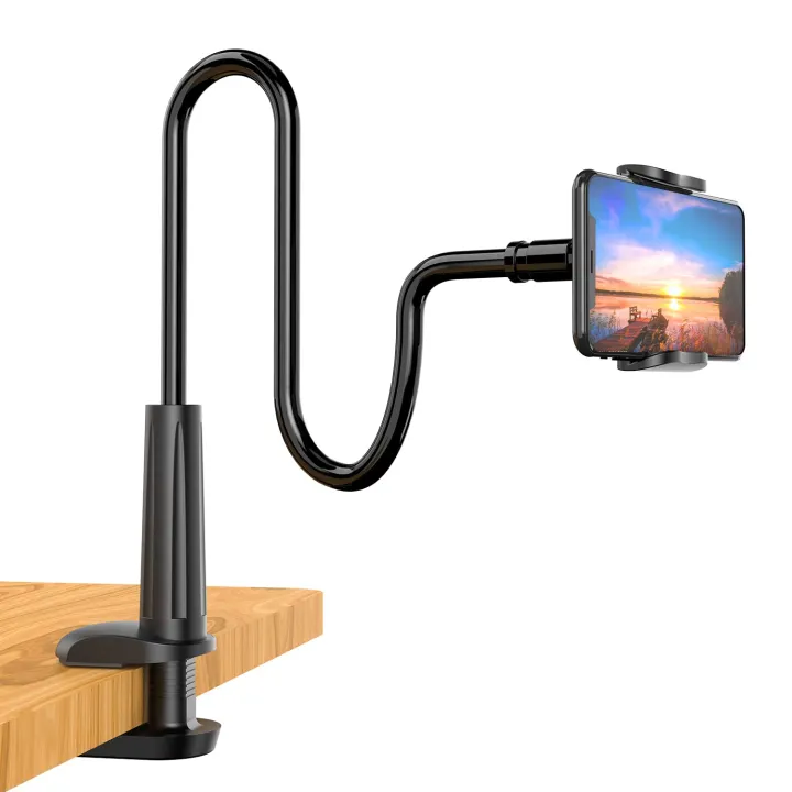 Mobile & Tablet Holder with 360 Rotation, Mobile Stand with Anti-Slip Silicone Pads & Fully Flexible Gooseneck Arm & for Bed, Table,  for All Tablet/Smartphones 4 to 10.4 Inches