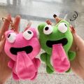 Plush Doll Pendant Creative Cartoon Cute Magnetic Frog Keychain Spit Tongue Eyeballs Pull-Out Frogs Lovely Key Chain Couple Gifts Funny For Car,Bags Key Ring Decoration Accessories. 