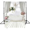 5x7FT White Curtain Backdrop Studio Flower Floor Background. 