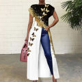 ECHIDNA Club Dress Contrast Color Animal Element High Split Prom Dress. 