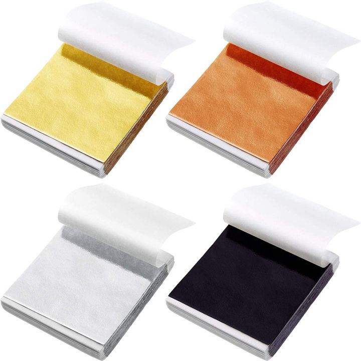 400Pcs Imitation Gold Silver Copper Foil Papers Leaf Flake Sheets