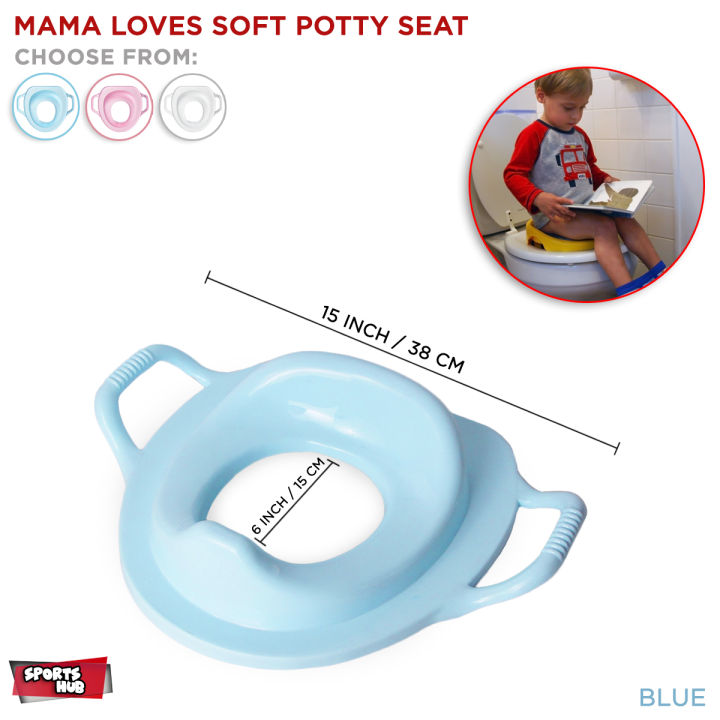 Potty Training Seat For Boys and Girls With Handles Fits Round & Oval Toilets Non-Slip With Splash Guard Portable Folding Large Non Slip & Unbreakable Plastic Commode Potty Training Seat For Kids Toddlers Toilet Seat First Year Potty Seat (BLUE)