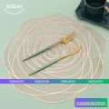 PVC Placemats & Coaster Golden & Silver Color Hollow Out Rose Gold Flower Non Slip Dining Round Table Mats Coaster Home table Decoration - SIZZLAY. 