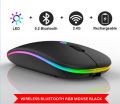 Rechargeable - Wireless Mouse Ultra Slim Gaming Mouse RGB Dual Mode 5.1 Bluetooth Mouse Rechargeable Battery Gaming RGB USB Wireless Optical Mouse With Silent Clicks Black 2.4G Backlit Mice - Plug and Play For Laptop, PC, Computer, MacBook, iPad, Smart TV. 