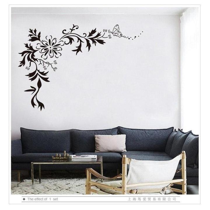 Black%20flower%20vine%20wall%20stickers%20Vinyl%20DIY%20Art%20wall%20decals%20For%20Living%20room%20Bedroom%20Background%20wall%20Home%20decor%20murals%20JM7032%20-%20Image%202