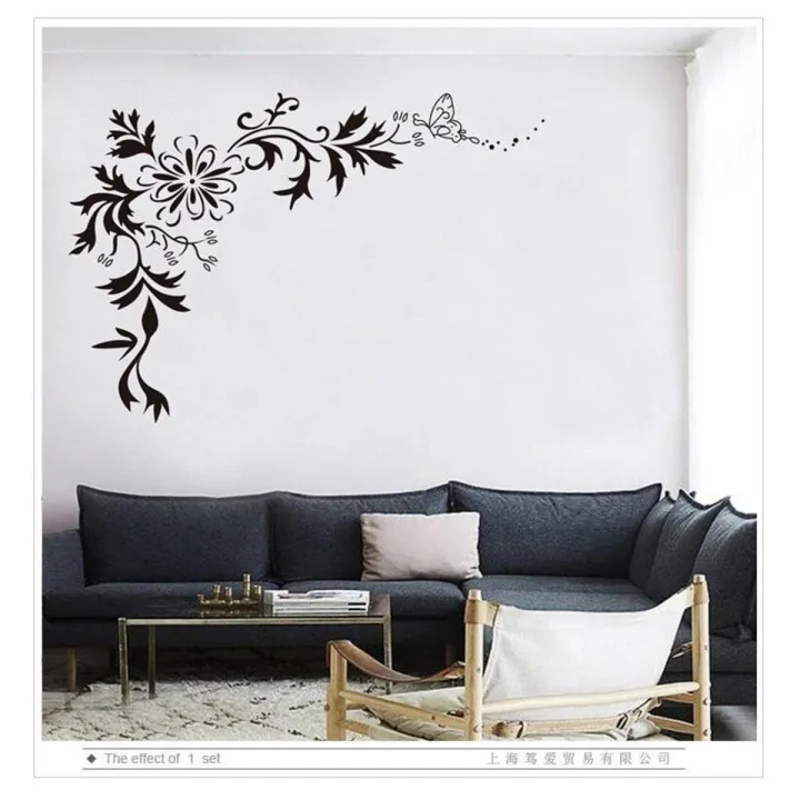 Black%20flower%20vine%20wall%20stickers%20Vinyl%20DIY%20Art%20wall%20decals%20For%20Living%20room%20Bedroom%20Background%20wall%20Home%20decor%20murals%20JM7032%20-%20Image%202