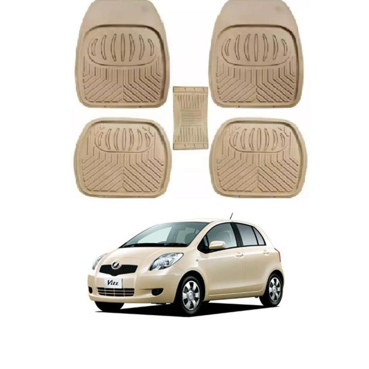 High quality 5 pieces PVC Rubber Car floor mats  for Toyota Vitz Model 2007 -Colour Beige