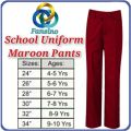 Maroon School Uniform Pant | Half Elastic Pants | Size 24-34. 
