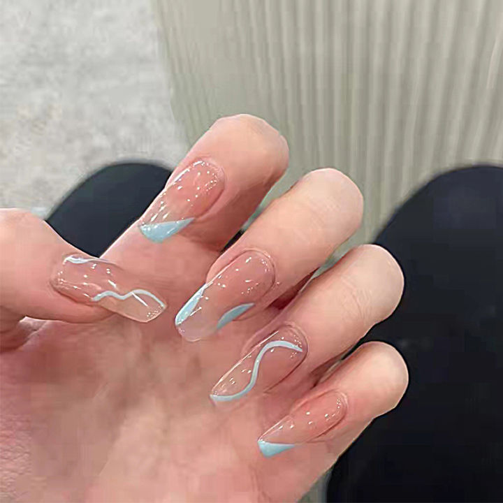 Premium quality pack of  press on 24 Artificial nails medium and long length nails including with nail filler, 24 double side adhesives glue dots and nail cleaning stick and available in 17 different design