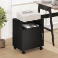 Printer Cabinet with Adjustable Storage Shelves Printer Stands on Wheels, Light Wood Rolling Work Cart with Door for Home Office. 