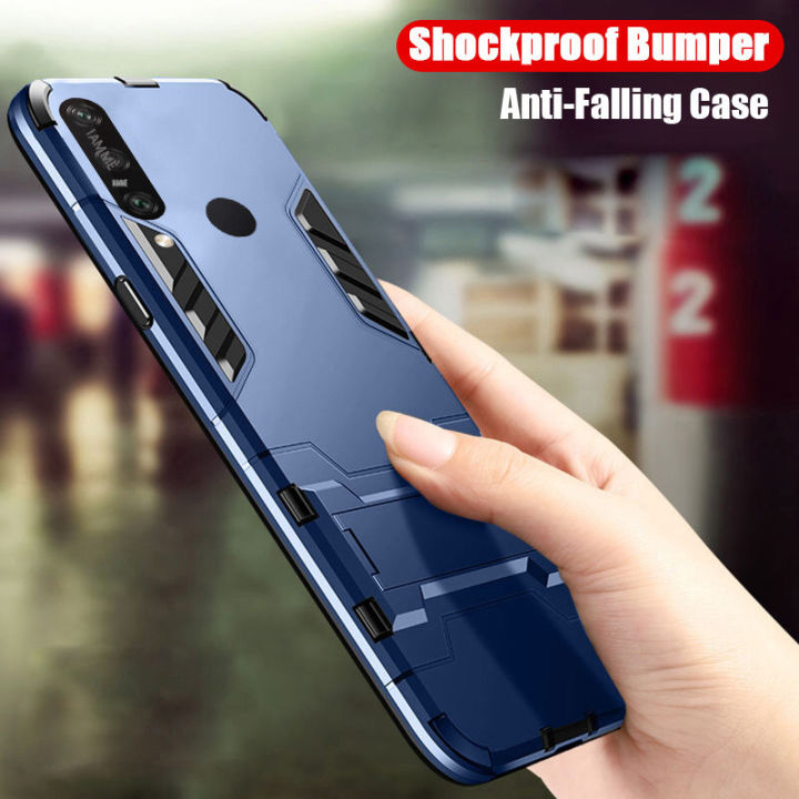 For Huawei Honor 10i Cover Shockproof Hybrid Armor Stand Holder Design Phone Case Hard Plastic Soft TPU Silicone Bumper Protective Back Cover