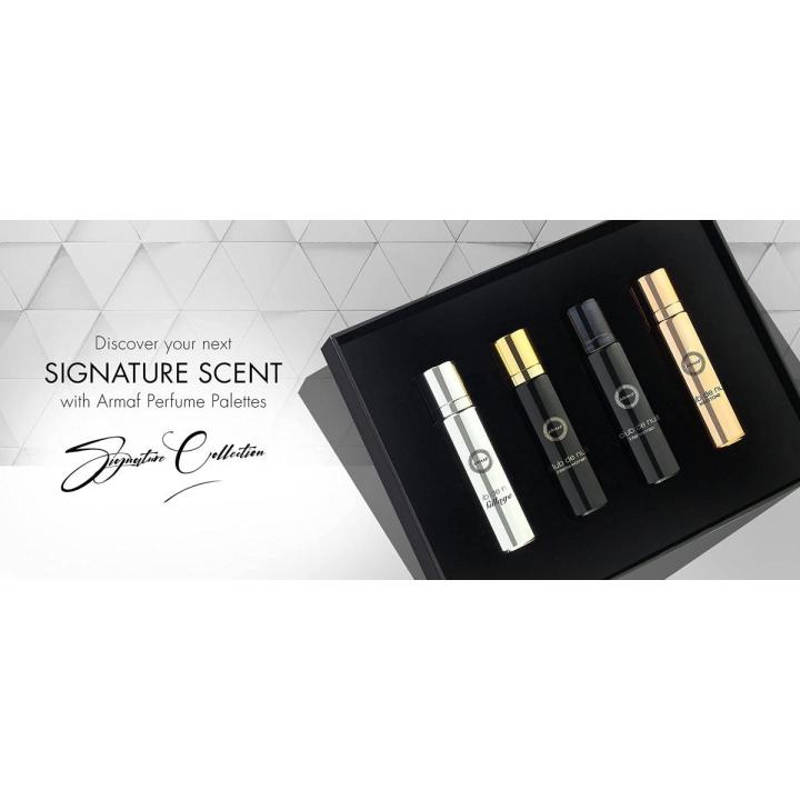 Armaf CLUB DE NUIT SIGNATURE COLLECTION 15ML - 4 Piece Sample Box - CDN Milestone Women EDP - CDN Intense Man EDT - CDN Sillage Unisex EDP - CDN Intense Women EDP - perfume for women - perfume for men - Set
