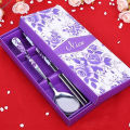 Chinese Style Elegant Non-slip Design Stainless Steel Chopsticks Spoon Gift Set. 