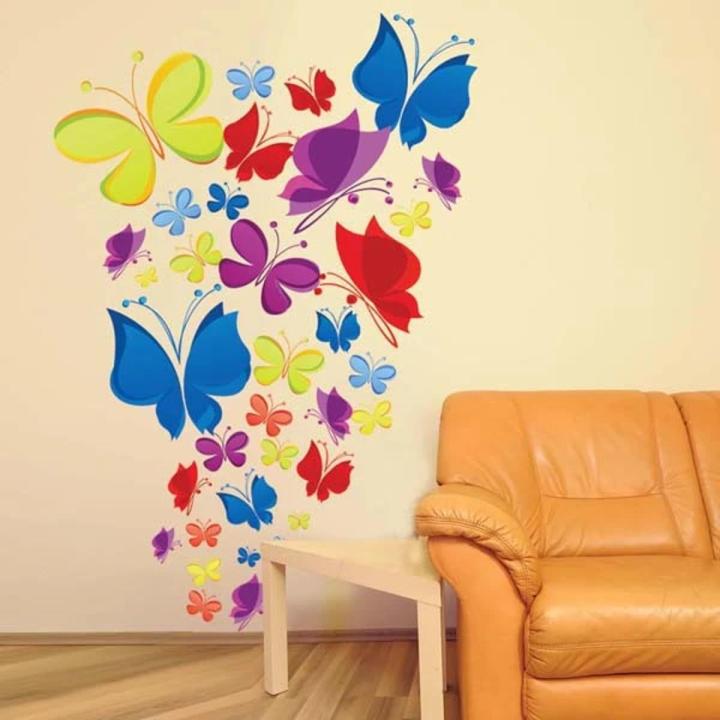 Wall Sticker For Bed Room  Colorful Butterfly Wall Paper PVC Removeable Decoration Wall Art Self Adhesive Wall Art Decor